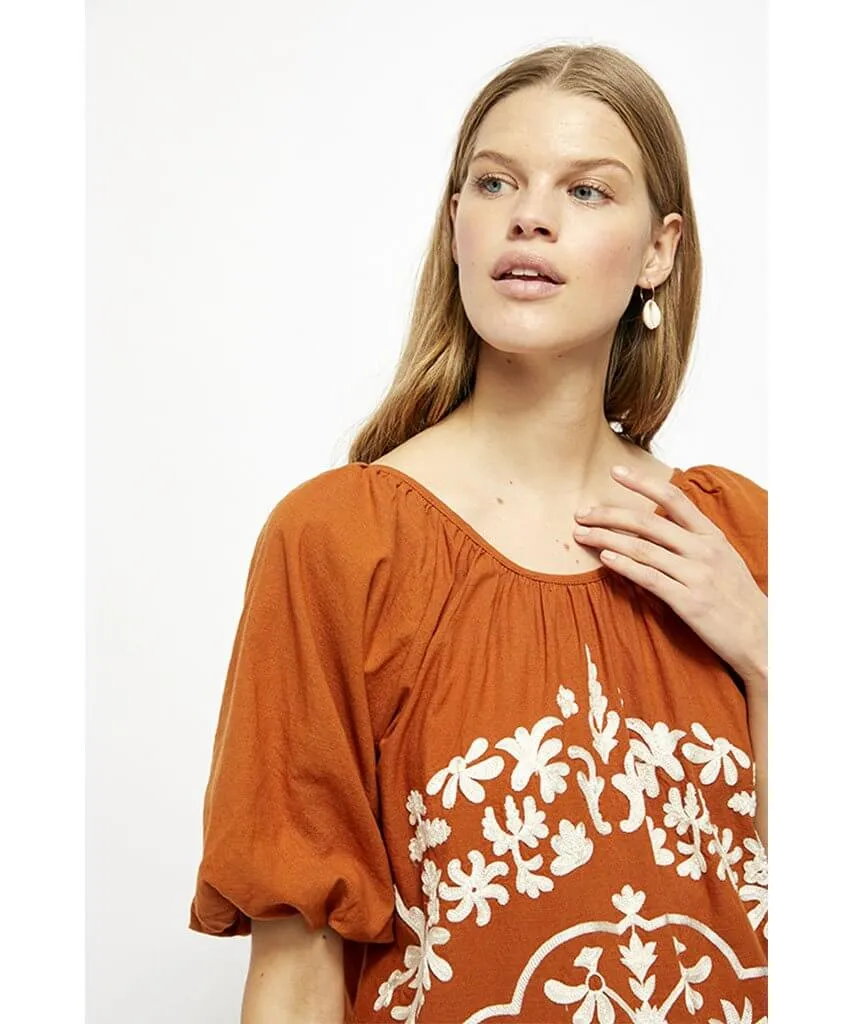 Fiona Embroidered Mini Ochre Dress Combo