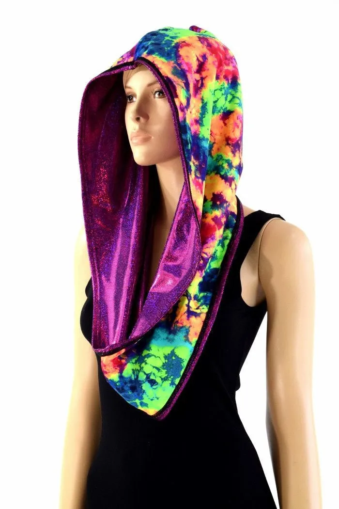 Fuchsia & Acid Splash Reversible Infinity Festival Hood