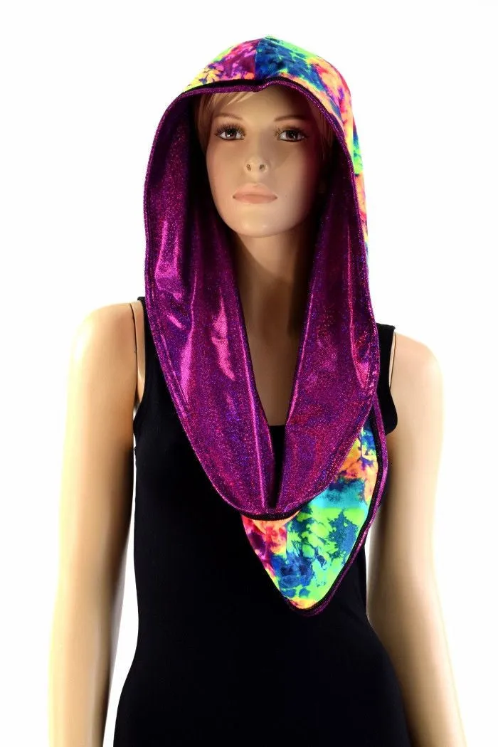 Fuchsia & Acid Splash Reversible Infinity Festival Hood