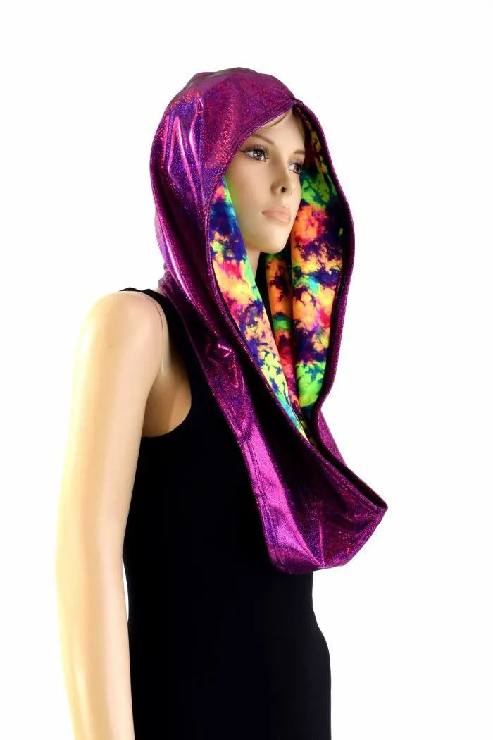 Fuchsia & Acid Splash Reversible Infinity Festival Hood