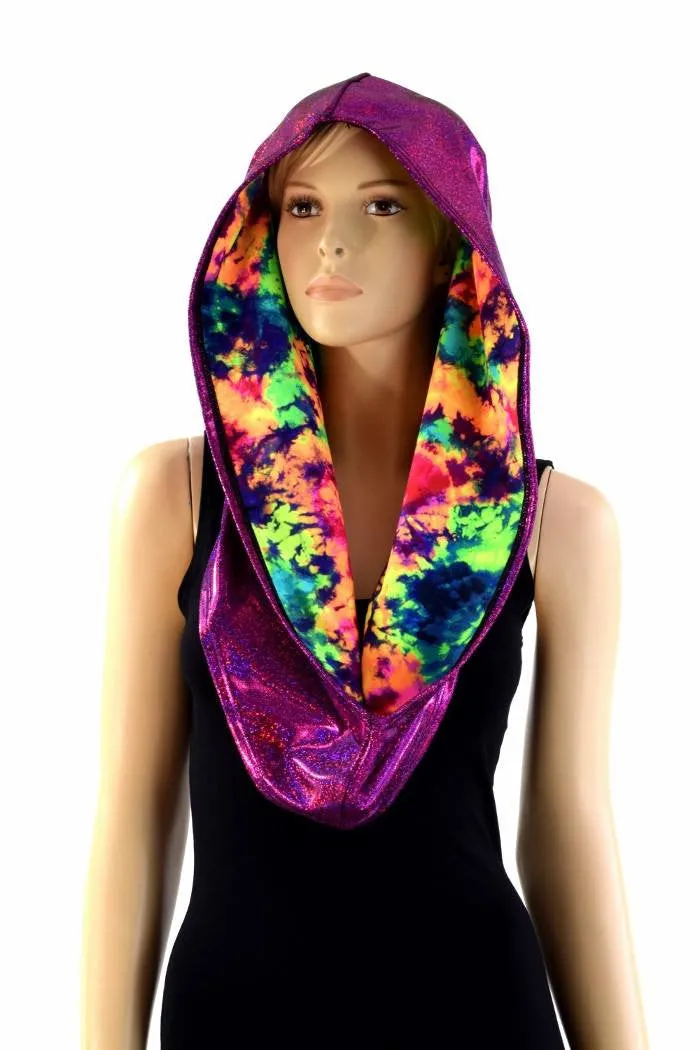 Fuchsia & Acid Splash Reversible Infinity Festival Hood