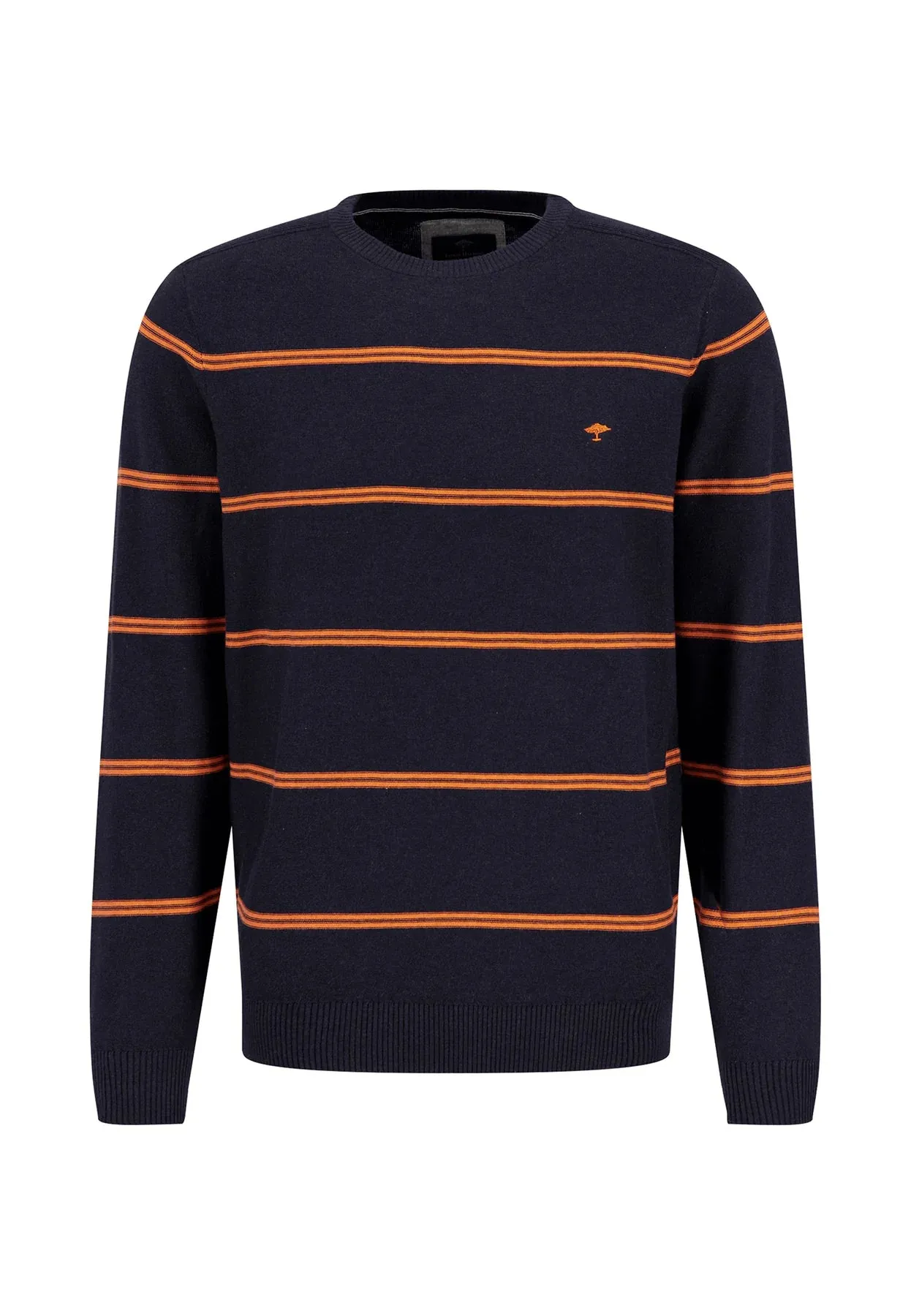 FYNCH HATTON Striped Cotton Jumper in Navy