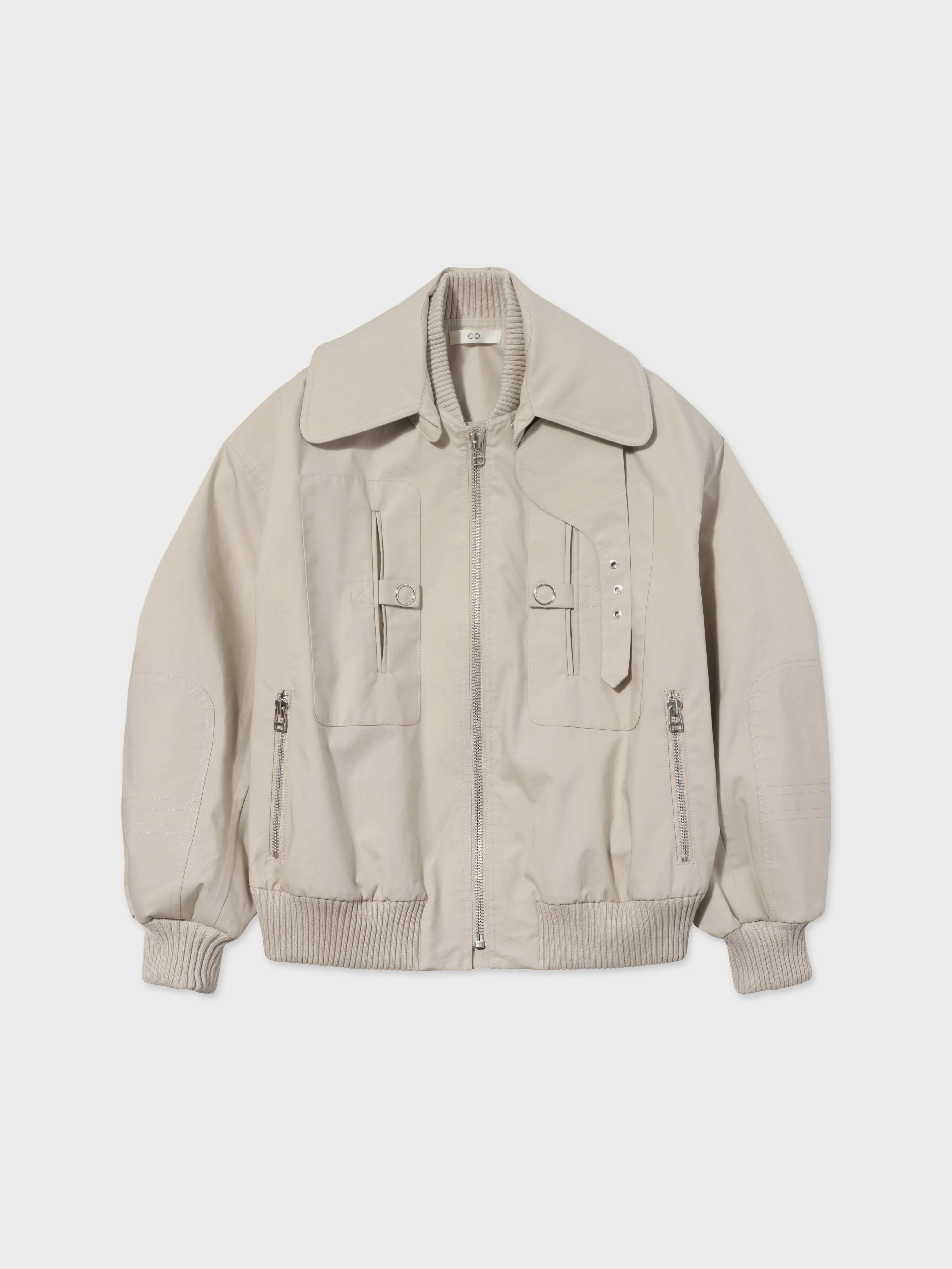 Gathered Bomber in Cotton - Beige