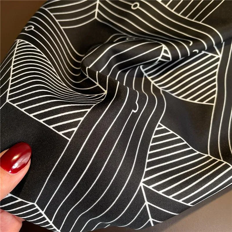 Geometric Stripes Chic Large Satin Scarf | 90x90cm Bandana | Twill Satin Shawl | Perfect Gift for Her, Mother's Day