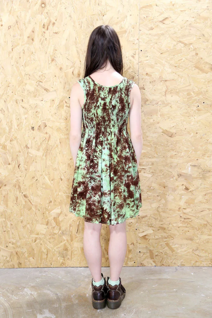 Green and Brown Tie Dye Babydoll Dress