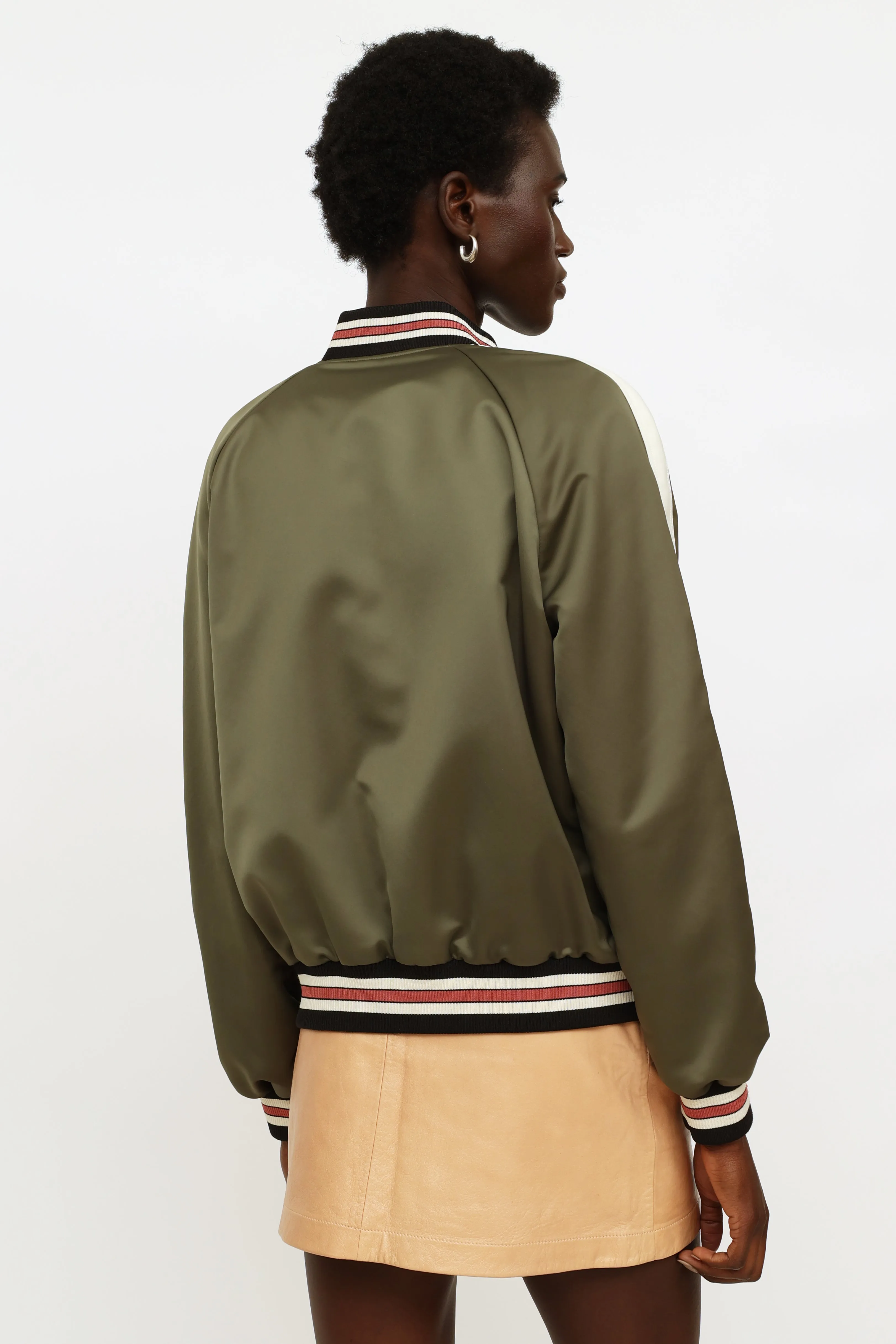 Green Cream & Pink Reversible Bomber Jacket