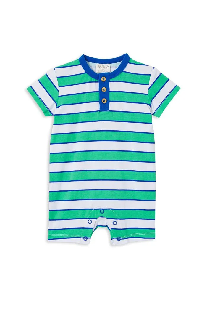 Green Stripe Henley Romper