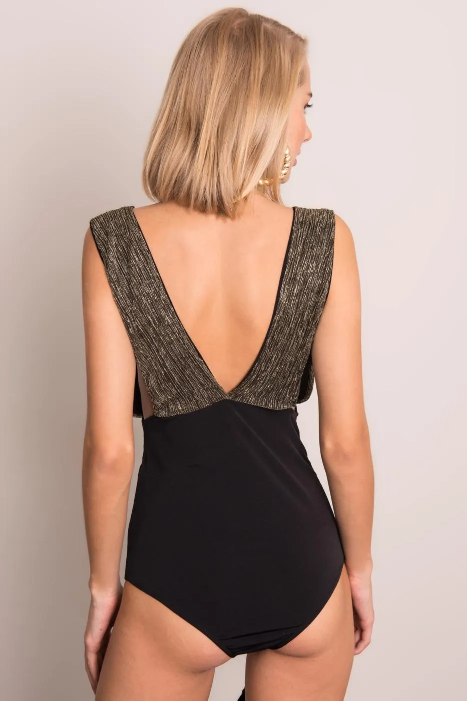 Grey Back And Chest Decolette Bodysuit