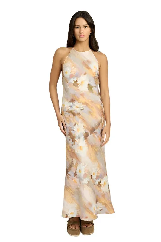 HALTER NECK FLORAL MAXI DRESS