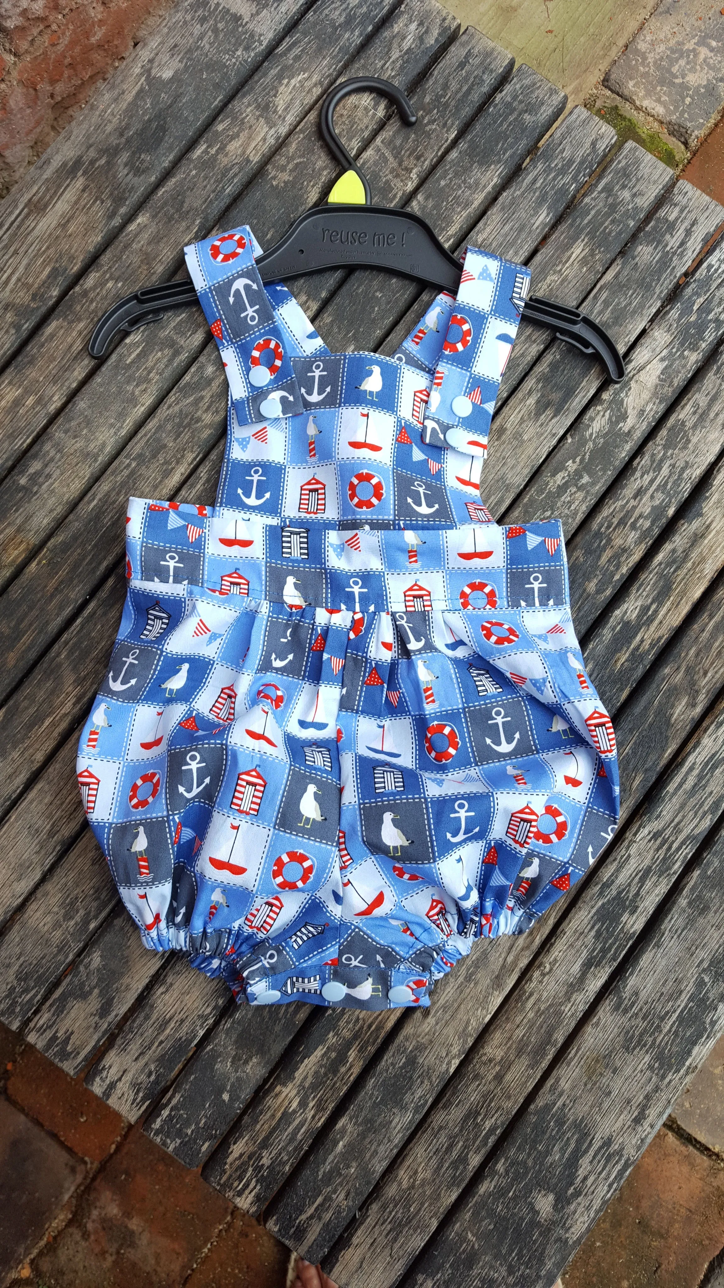 Handmade vintage styled  Baby romper suit to fit age 6 month  ( boys or girls)