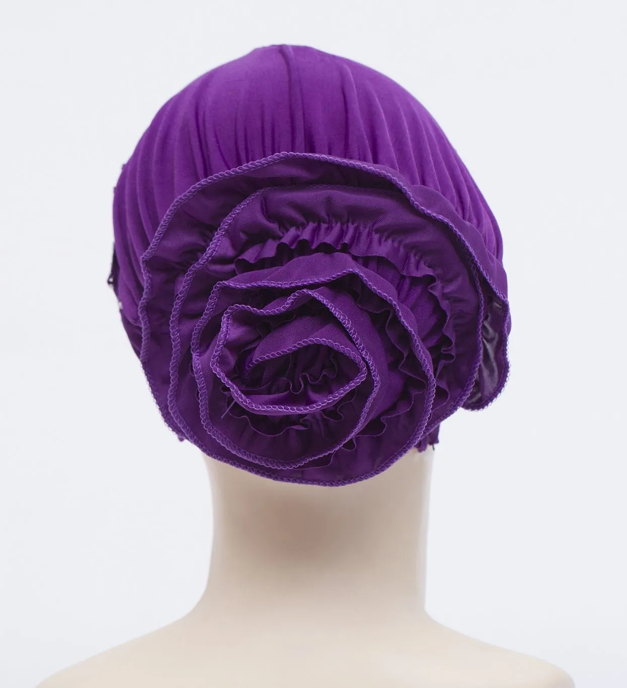 Hijab UnderCaps Elegant Ruffles, Lace & Rhinestone Snood Beanie