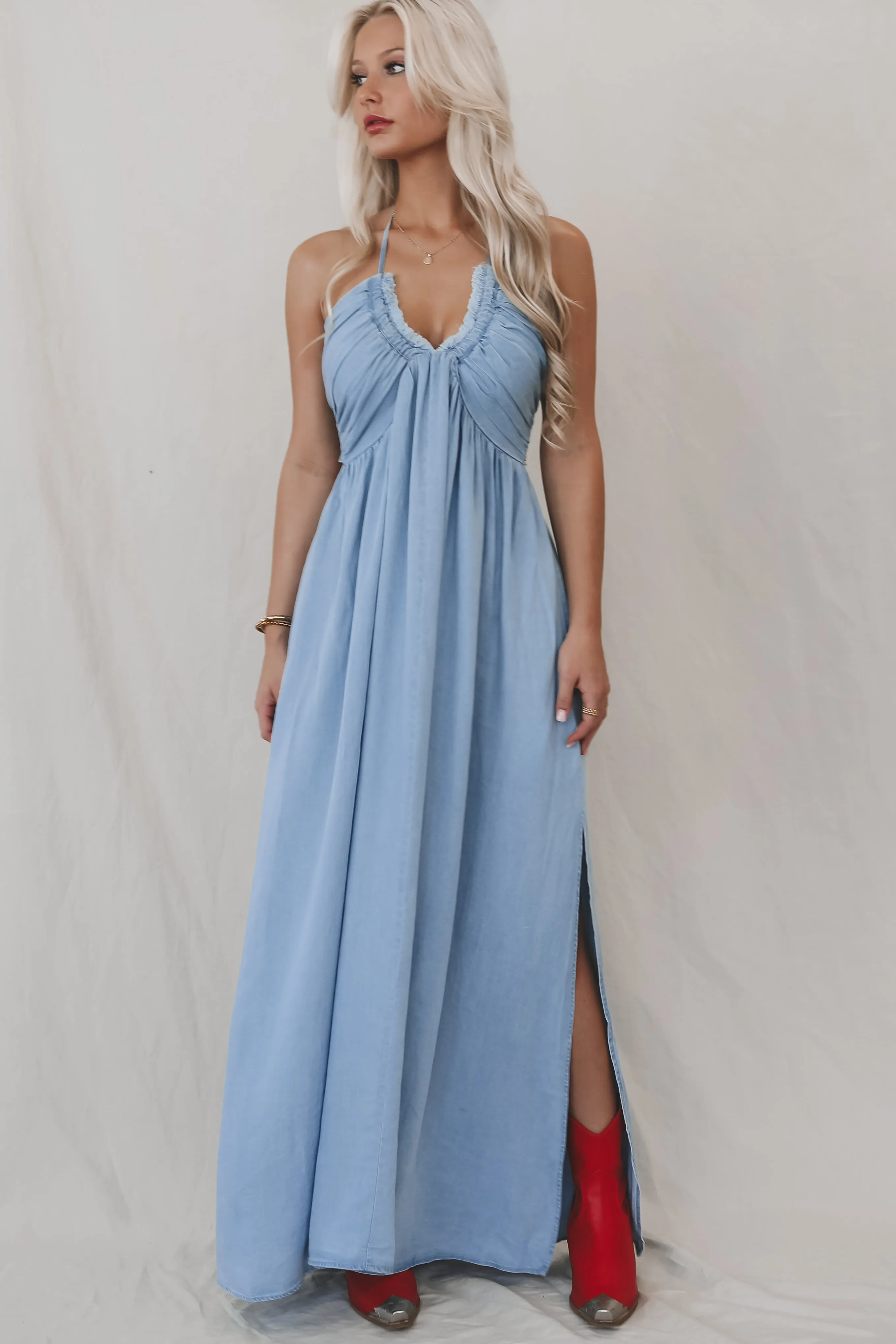 Into The Wind Blue Maxi Dress