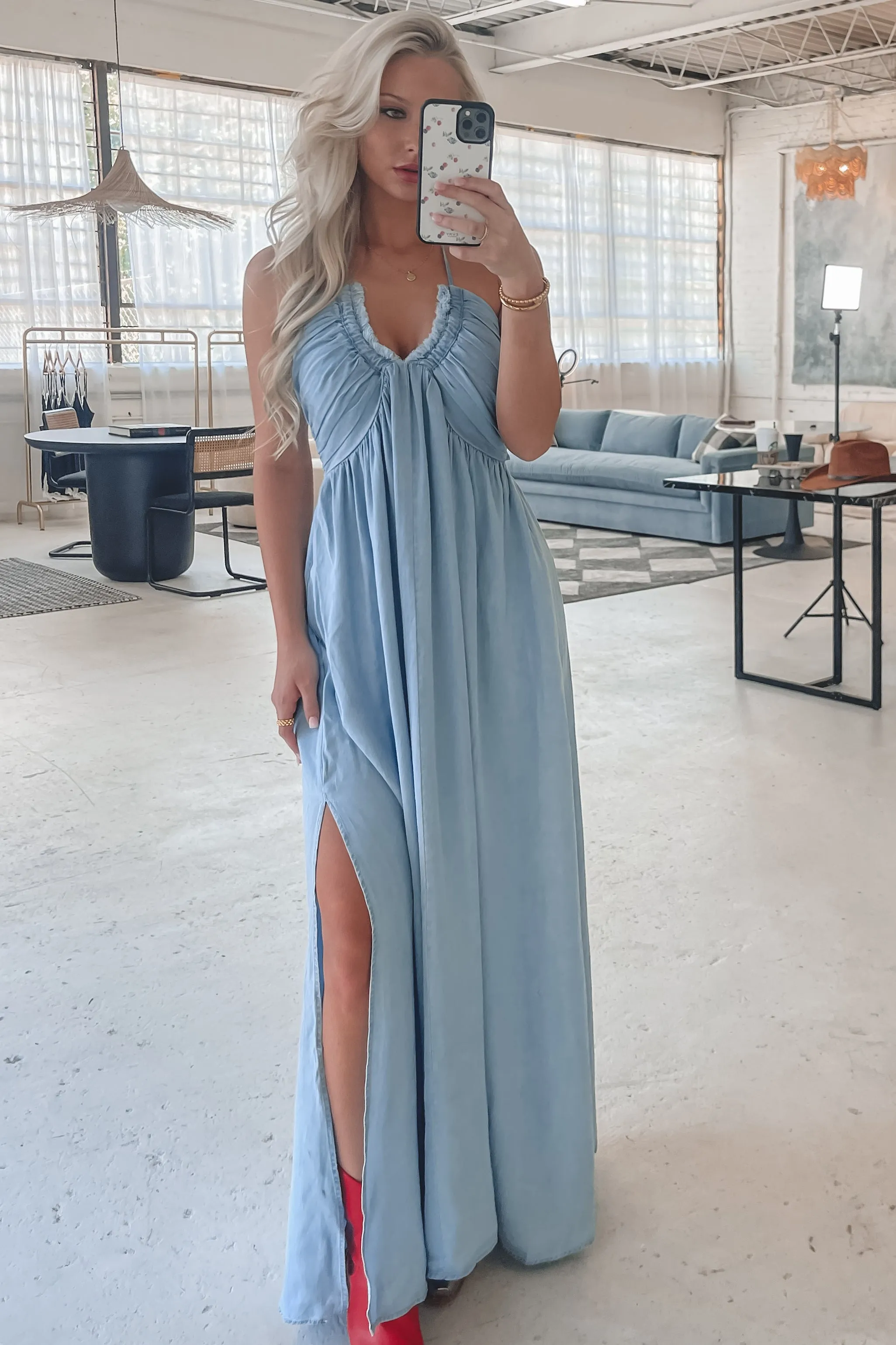 Into The Wind Blue Maxi Dress