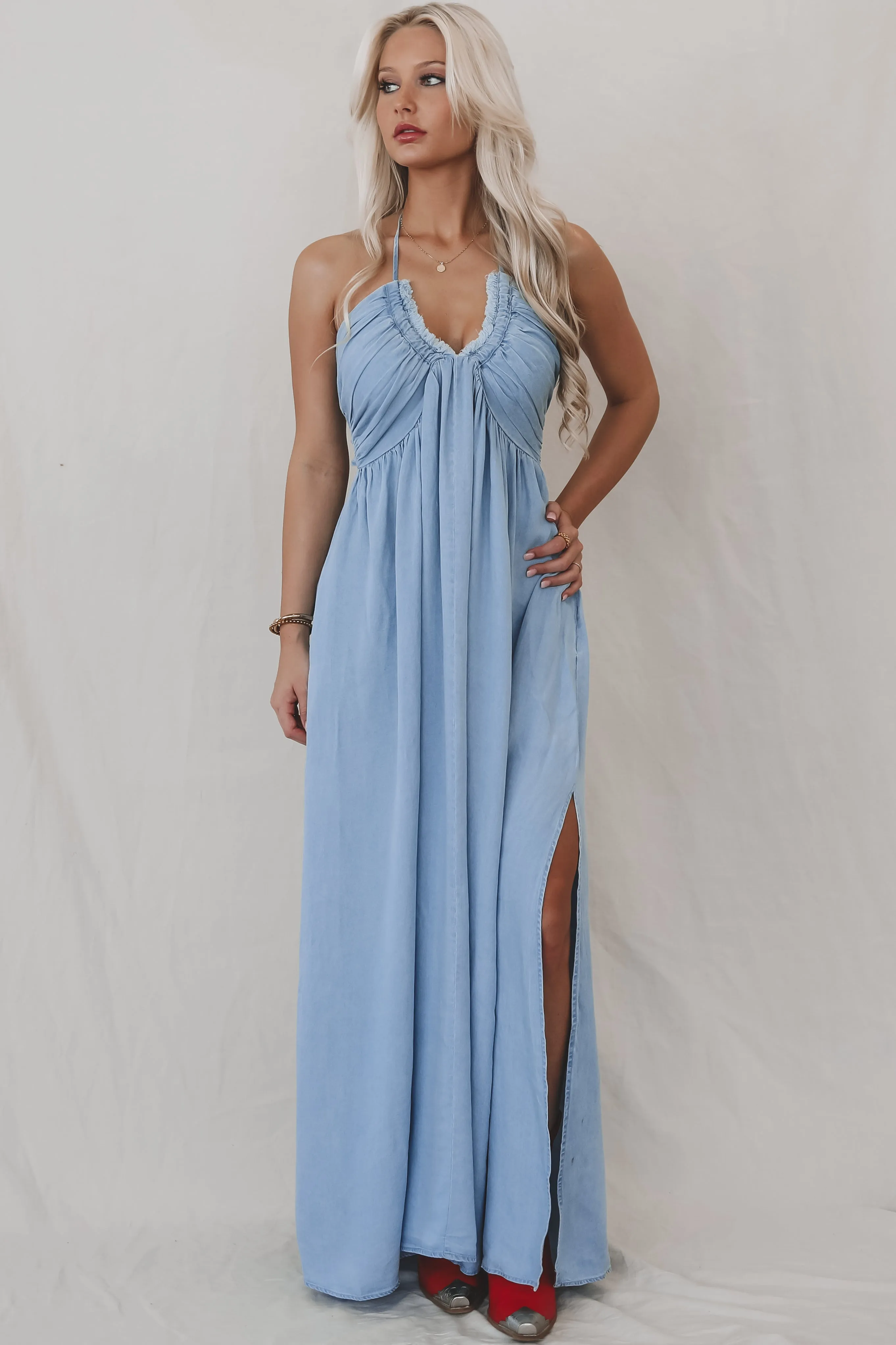 Into The Wind Blue Maxi Dress