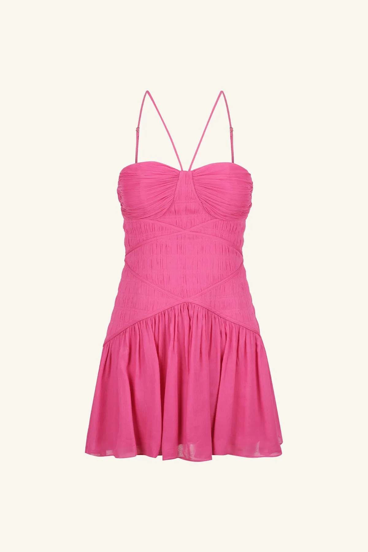 ISOLA RUCHED BODICE MINI DRESS - IBIS ROSE