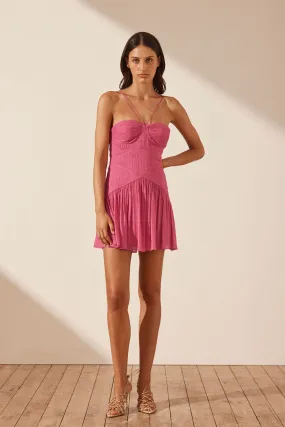 ISOLA RUCHED BODICE MINI DRESS - IBIS ROSE