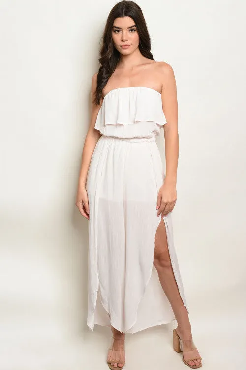 Ivory Strapless Capri Jumpsuit