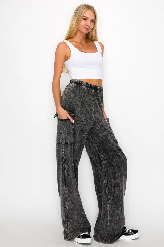 J. Her Cotton Mineral Washed Cargo Pants in Charcoal