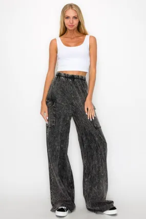 J. Her Cotton Mineral Washed Cargo Pants in Charcoal