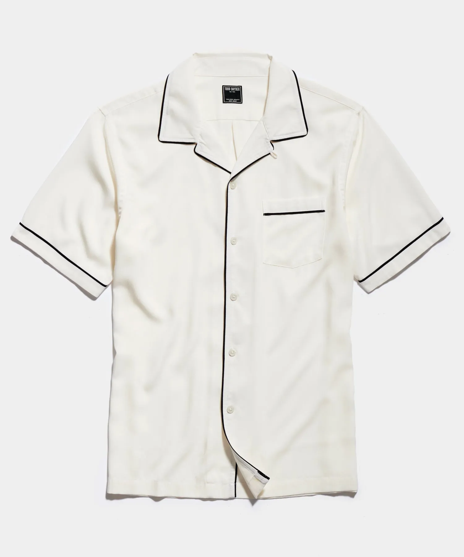 Japanese Tipped Rayon Lounge Shirt in White