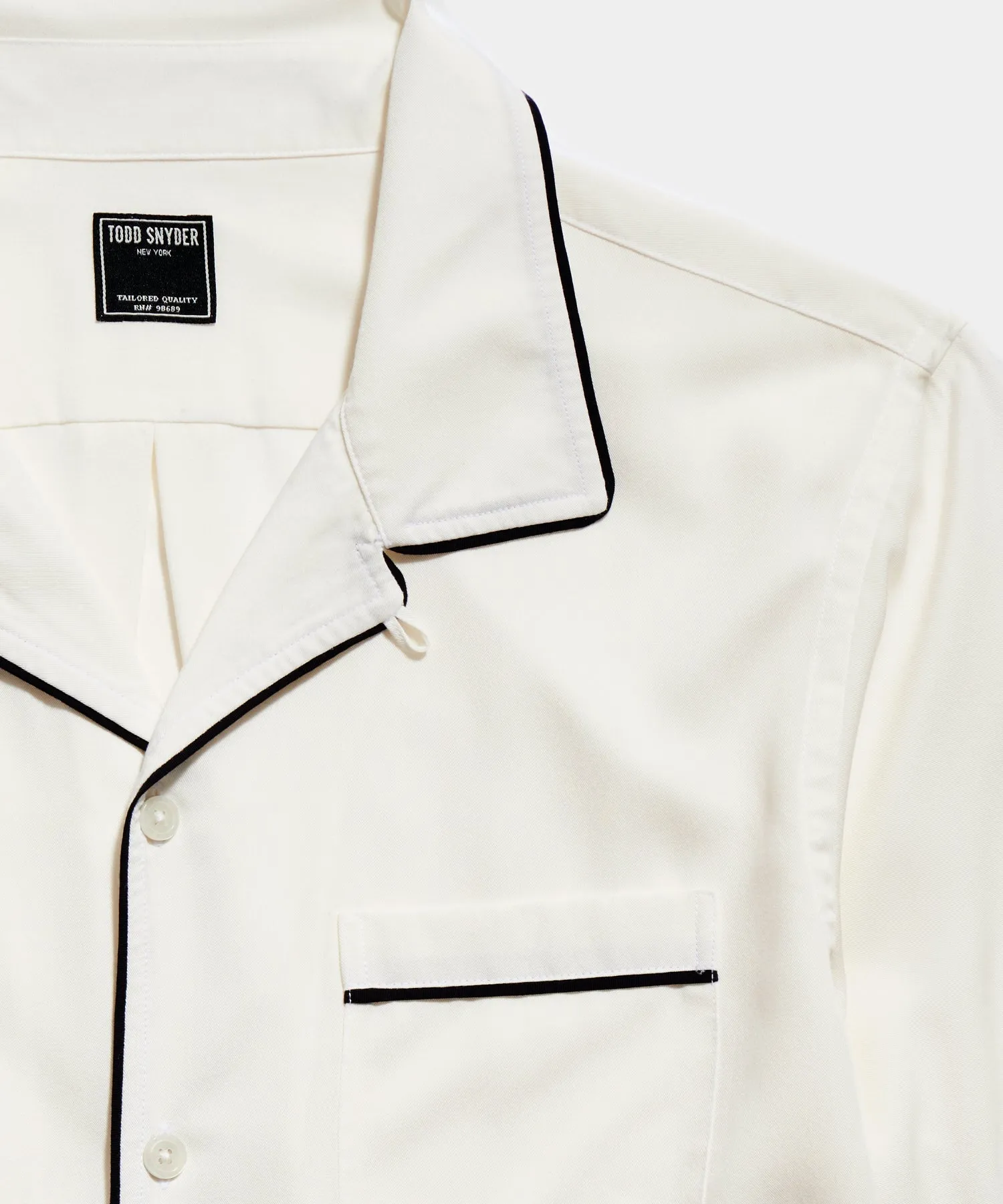 Japanese Tipped Rayon Lounge Shirt in White