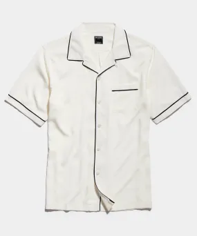 Japanese Tipped Rayon Lounge Shirt in White