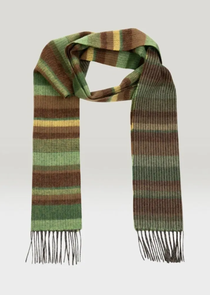 John Hanly Lambswool Scarf | Green Brown