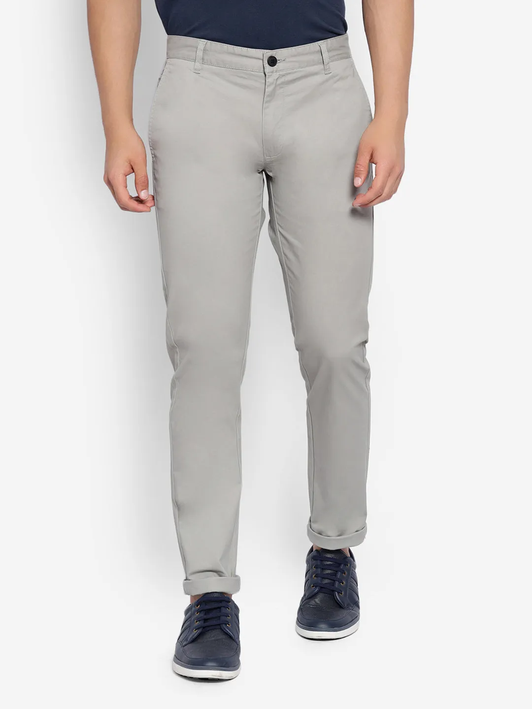 JUMP USA Men Grey Premium Cotton Slim Fit Sustainable Chinos