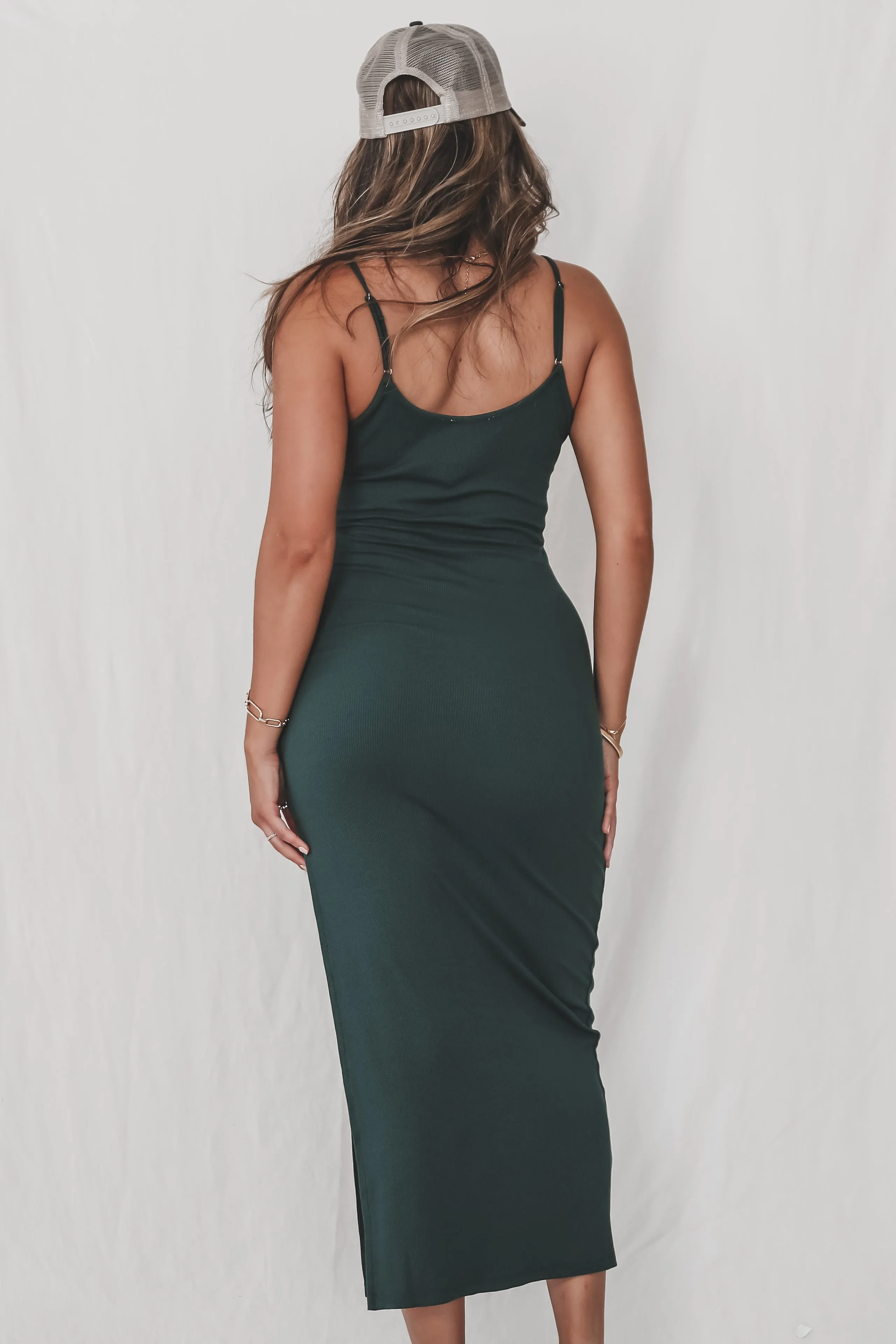 Keep It Cool Deep Olive Ribbed Maxi Dress