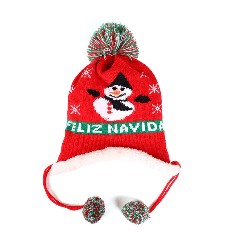 Kids Christmas Hats Autumn Winter Knitted Beanie Hat for 1-5 Years Old Toddler