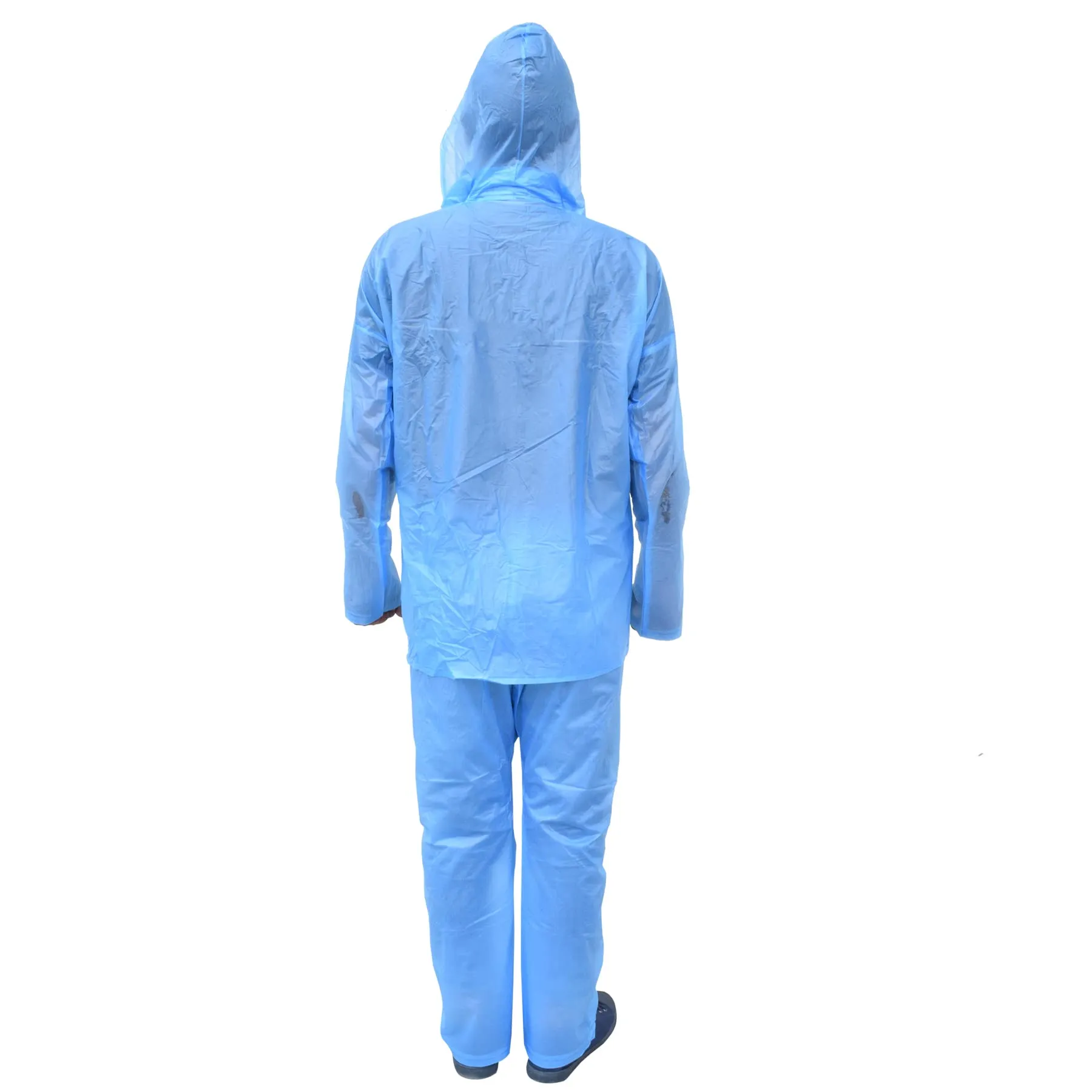 Kuber Industries PVC Raincoat With Adjustable Hood For Men & Women (Blue) XXL