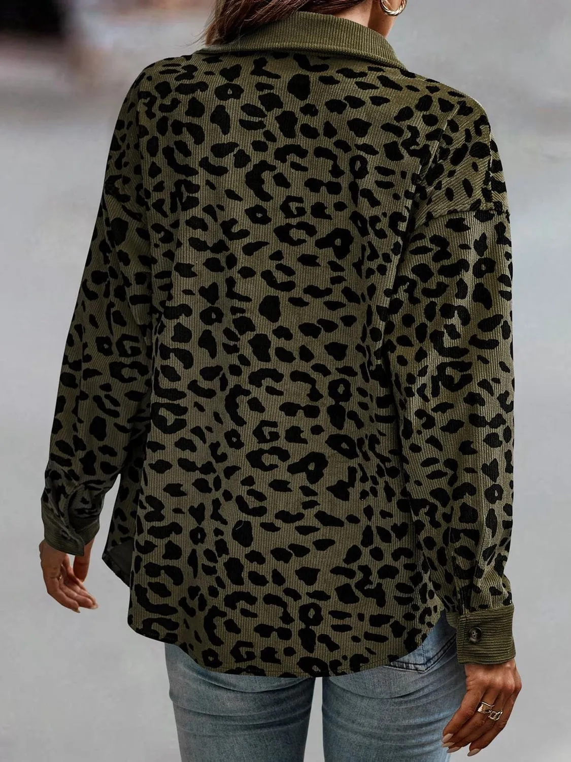 Lady's Leopard Print Buttoned Jacket