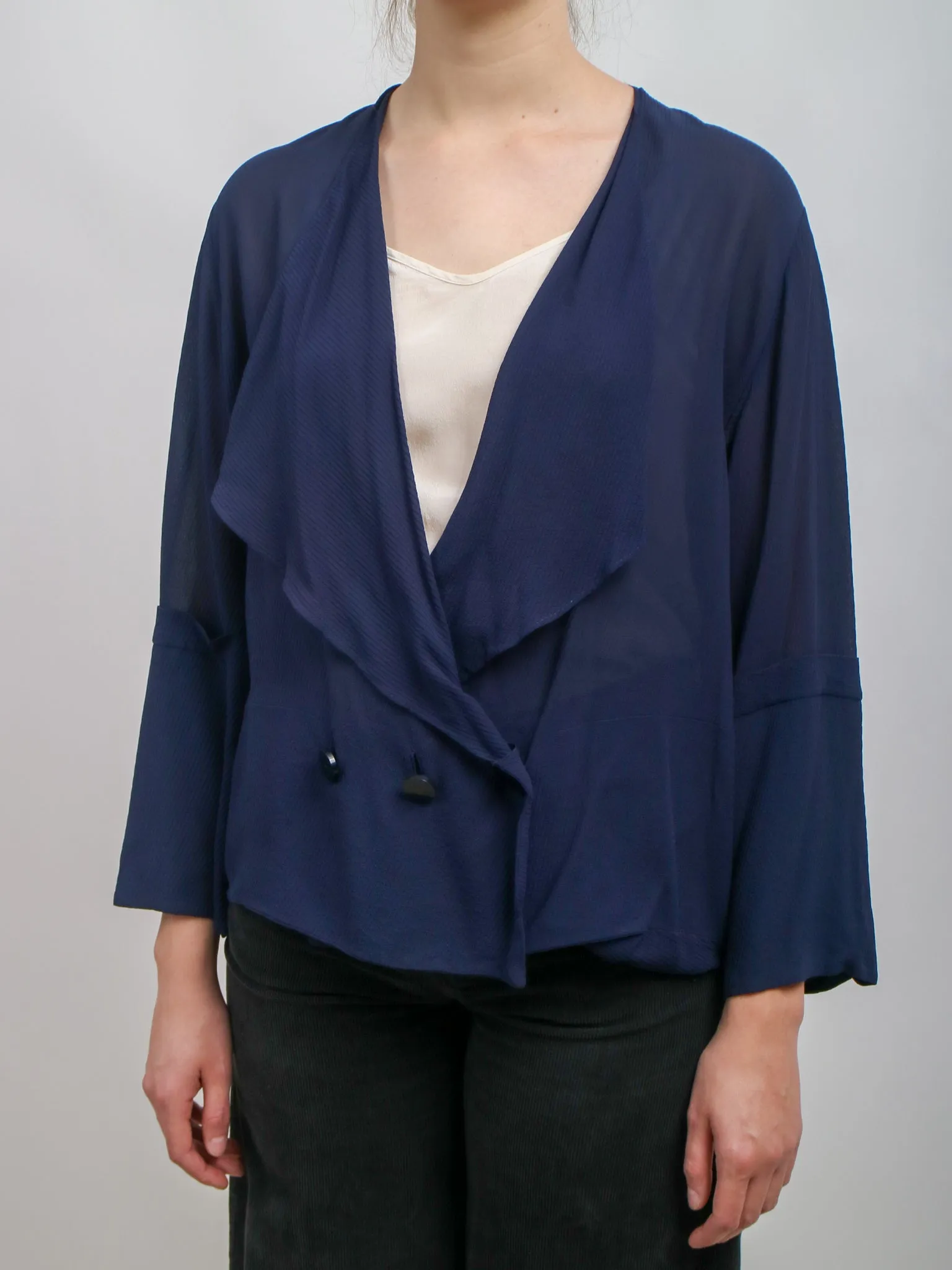 Late 1920s/Early1930s Lightweight Navy Blue Chiffon Blazer