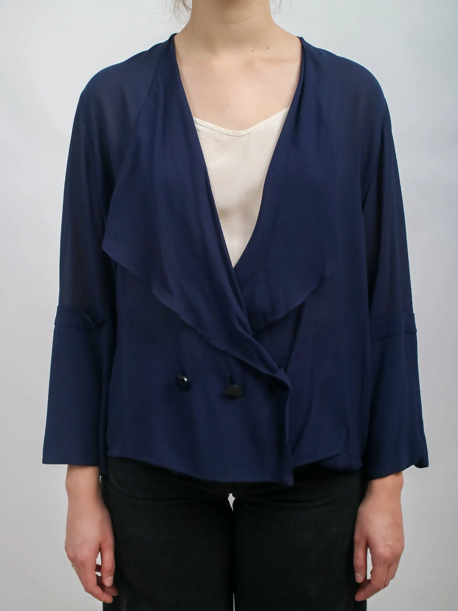 Late 1920s/Early1930s Lightweight Navy Blue Chiffon Blazer