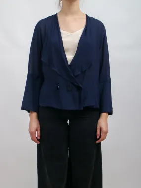 Late 1920s/Early1930s Lightweight Navy Blue Chiffon Blazer