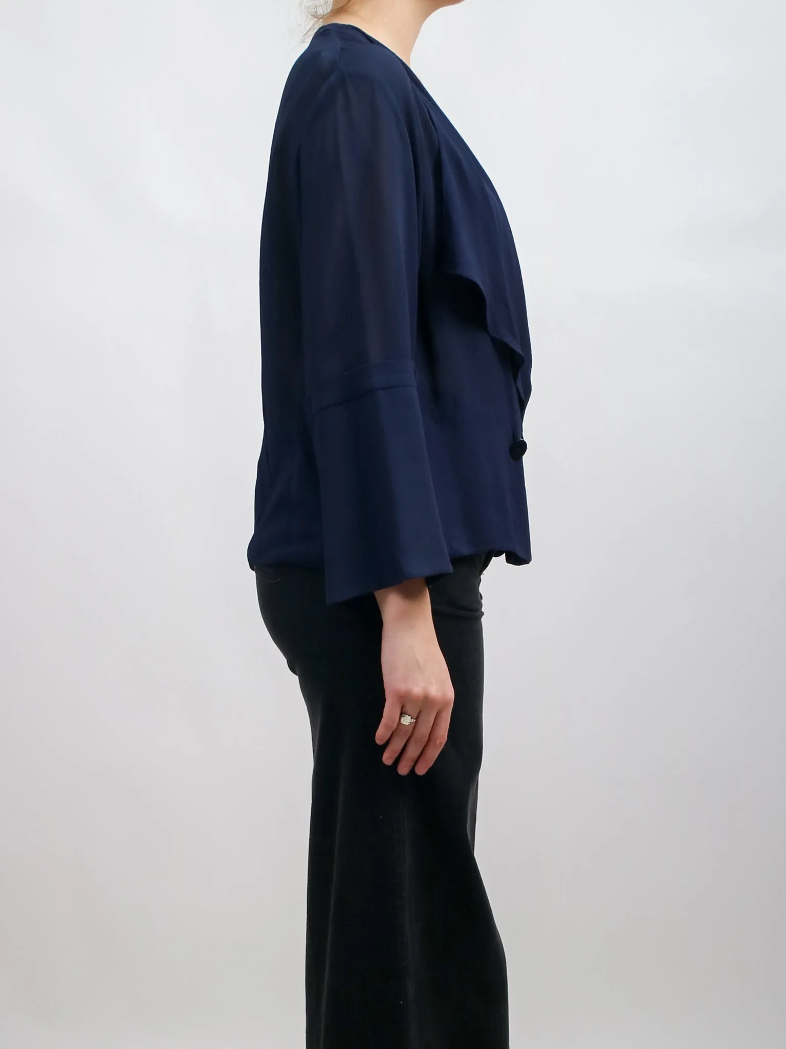 Late 1920s/Early1930s Lightweight Navy Blue Chiffon Blazer