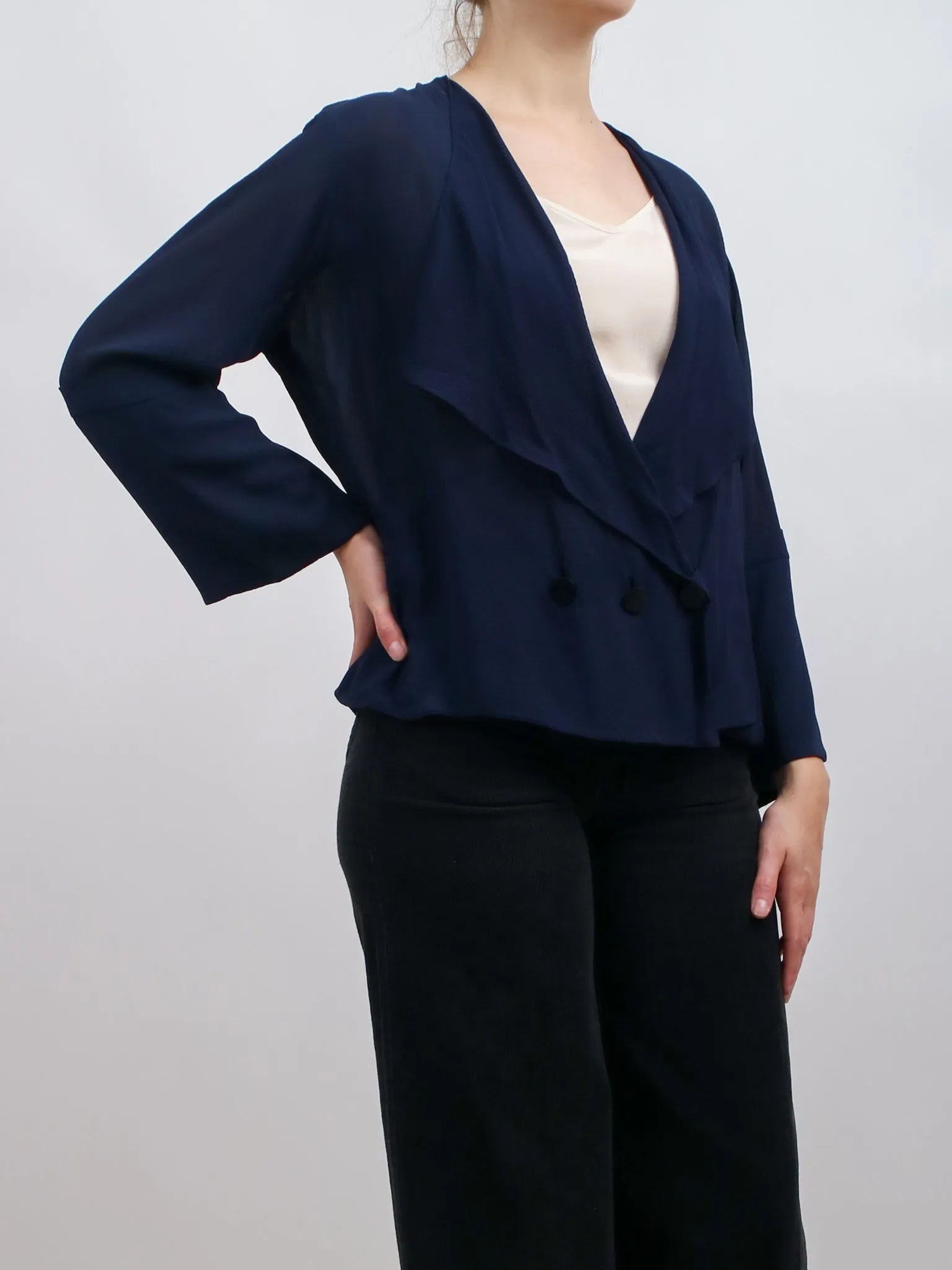 Late 1920s/Early1930s Lightweight Navy Blue Chiffon Blazer