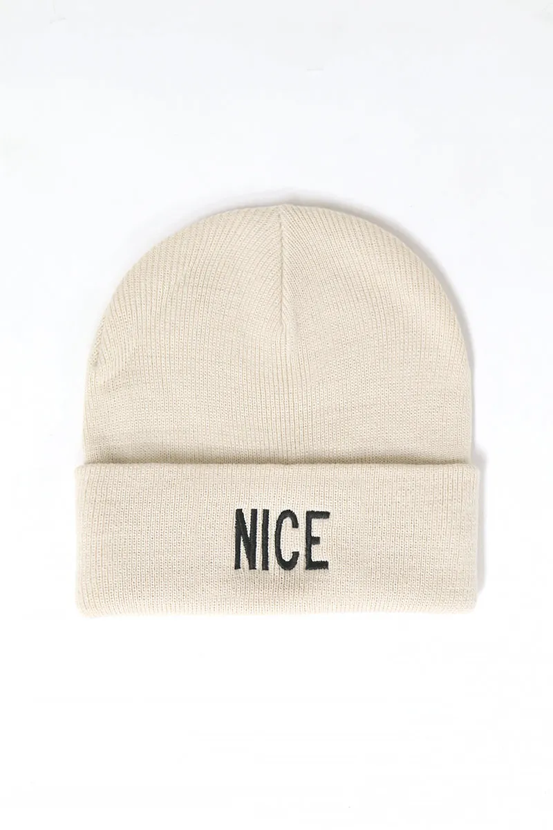 LBB2403 - NICE Embroidery Knit Cuffed Beanie