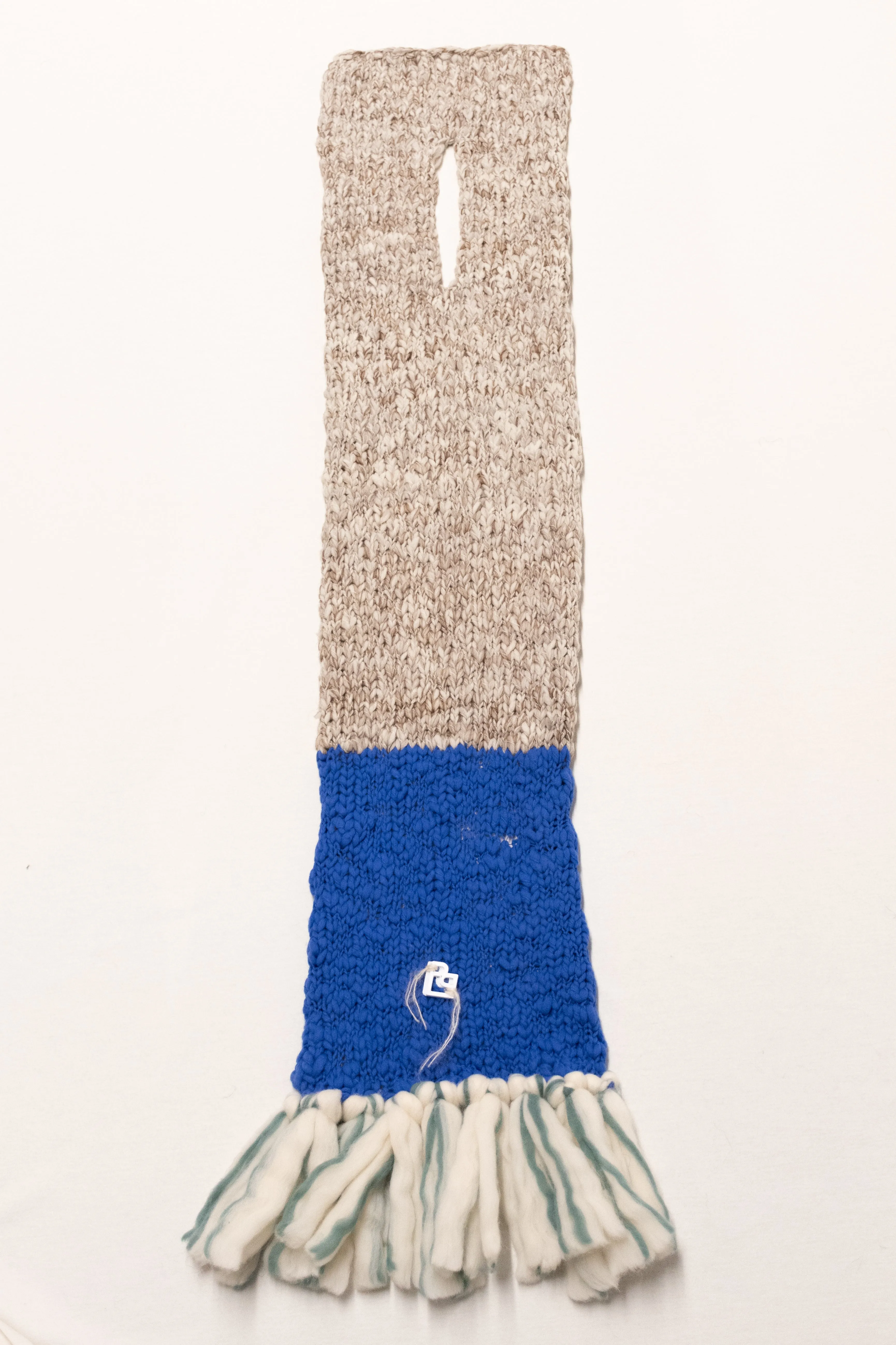 LE BLOCK SCARF CREAM GREEN ELECTRIC BLUE