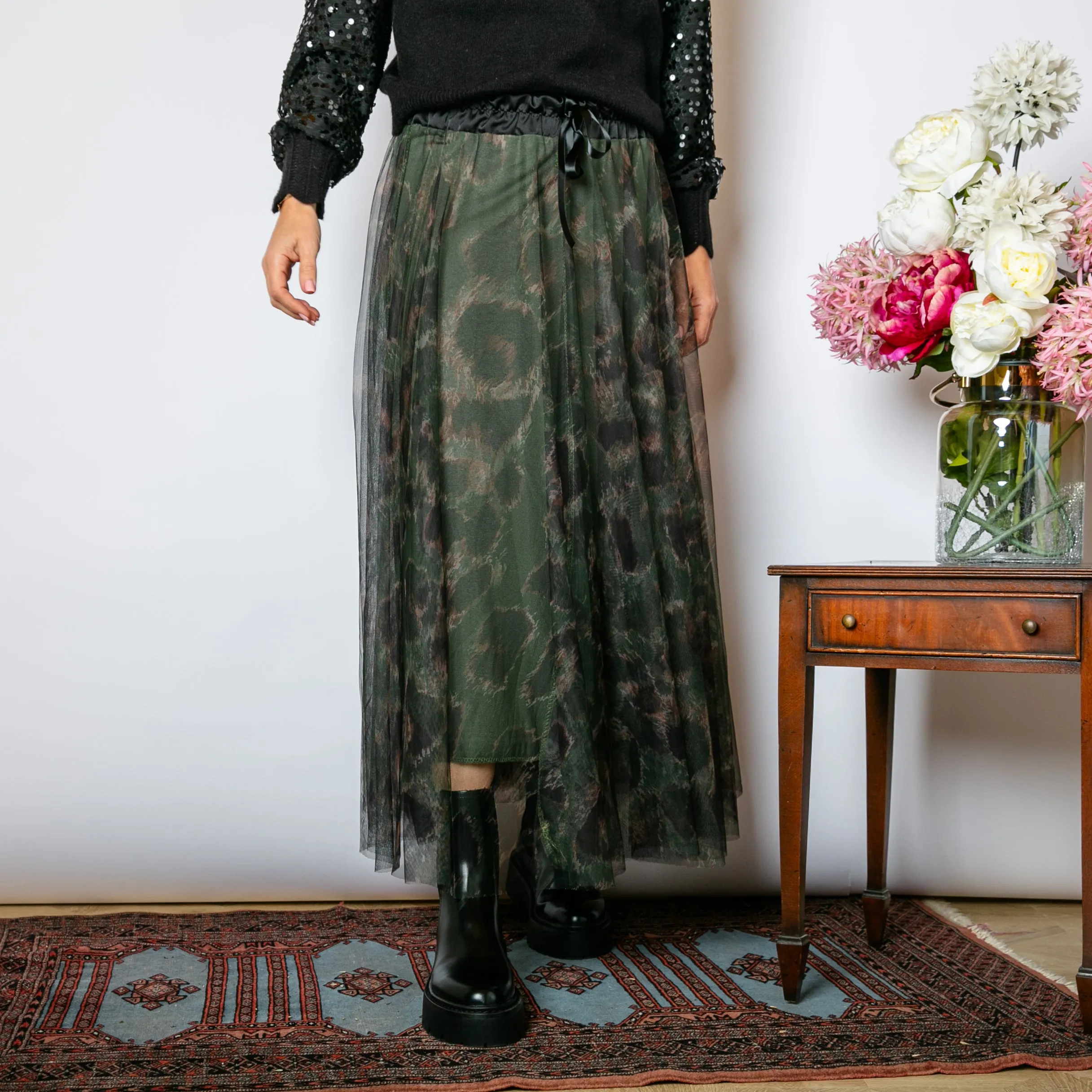 Leopard Chiffon Layer Skirt