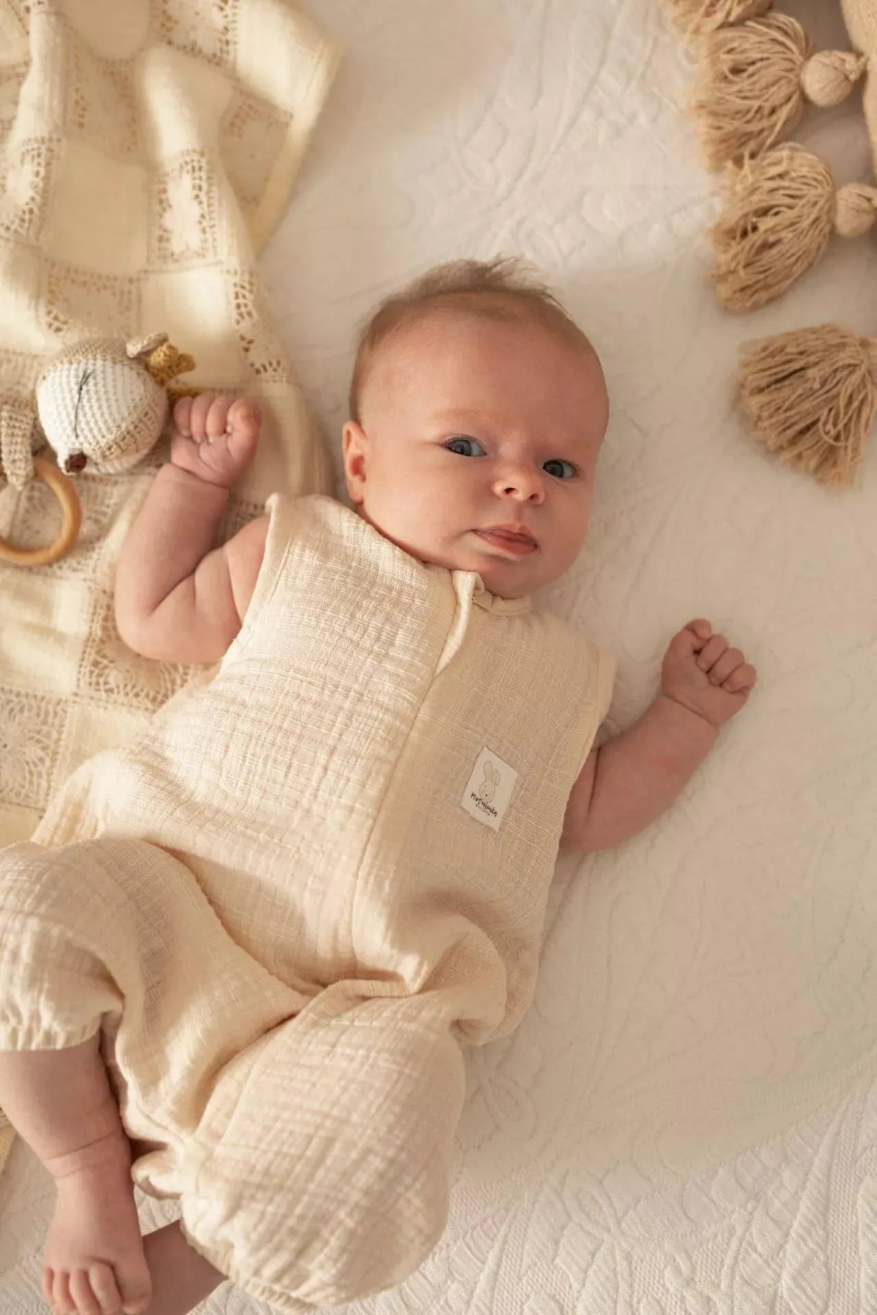 Light Muslin Summer Romper LinenLook - Vanilla