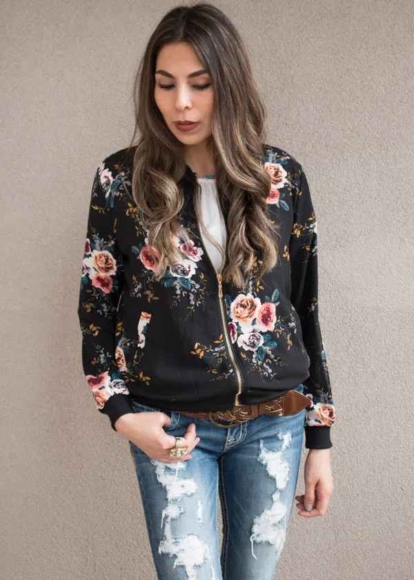 Lightweight Floral Bomber Jacket