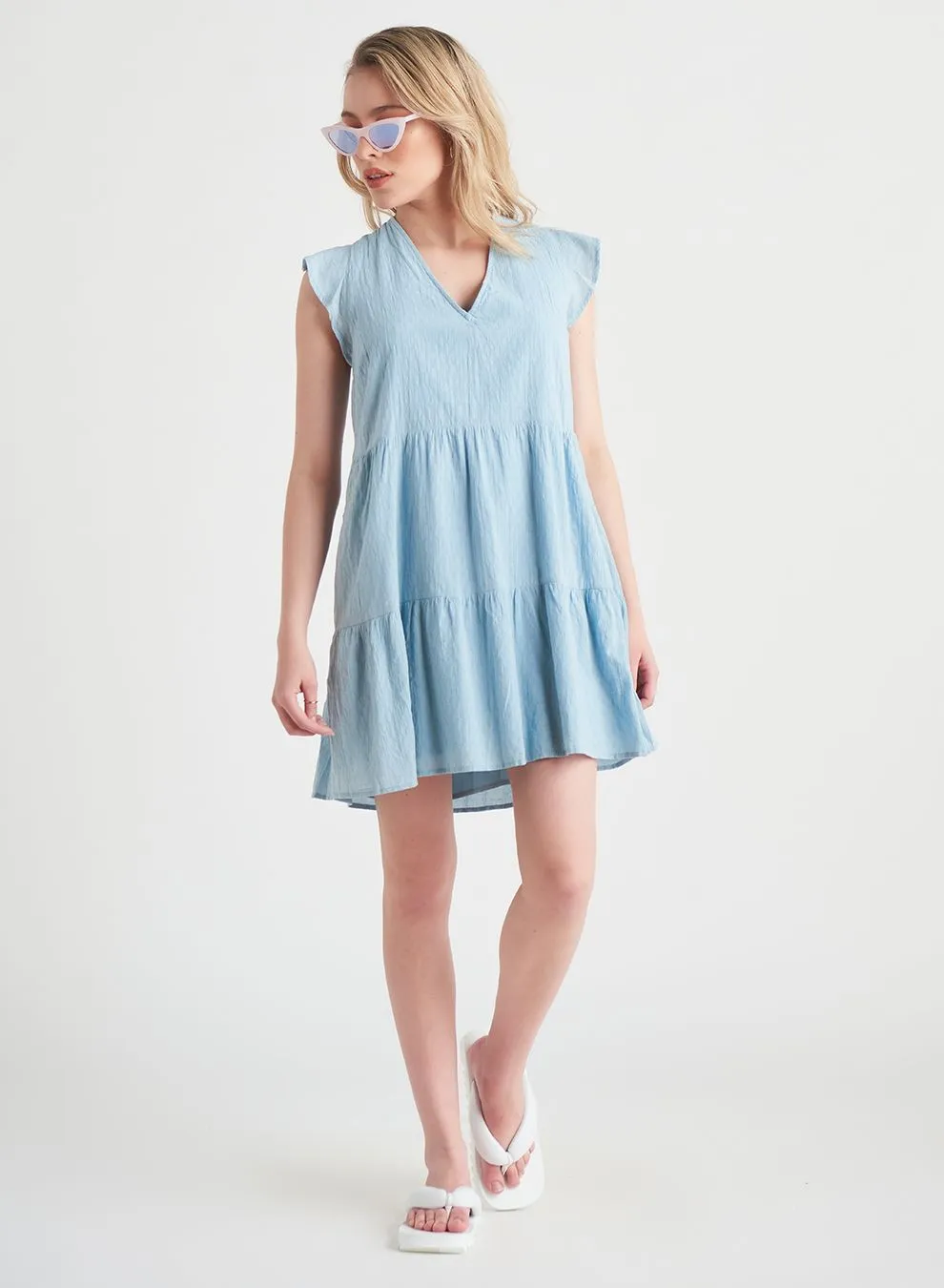 Linen Babydoll Mini Dress