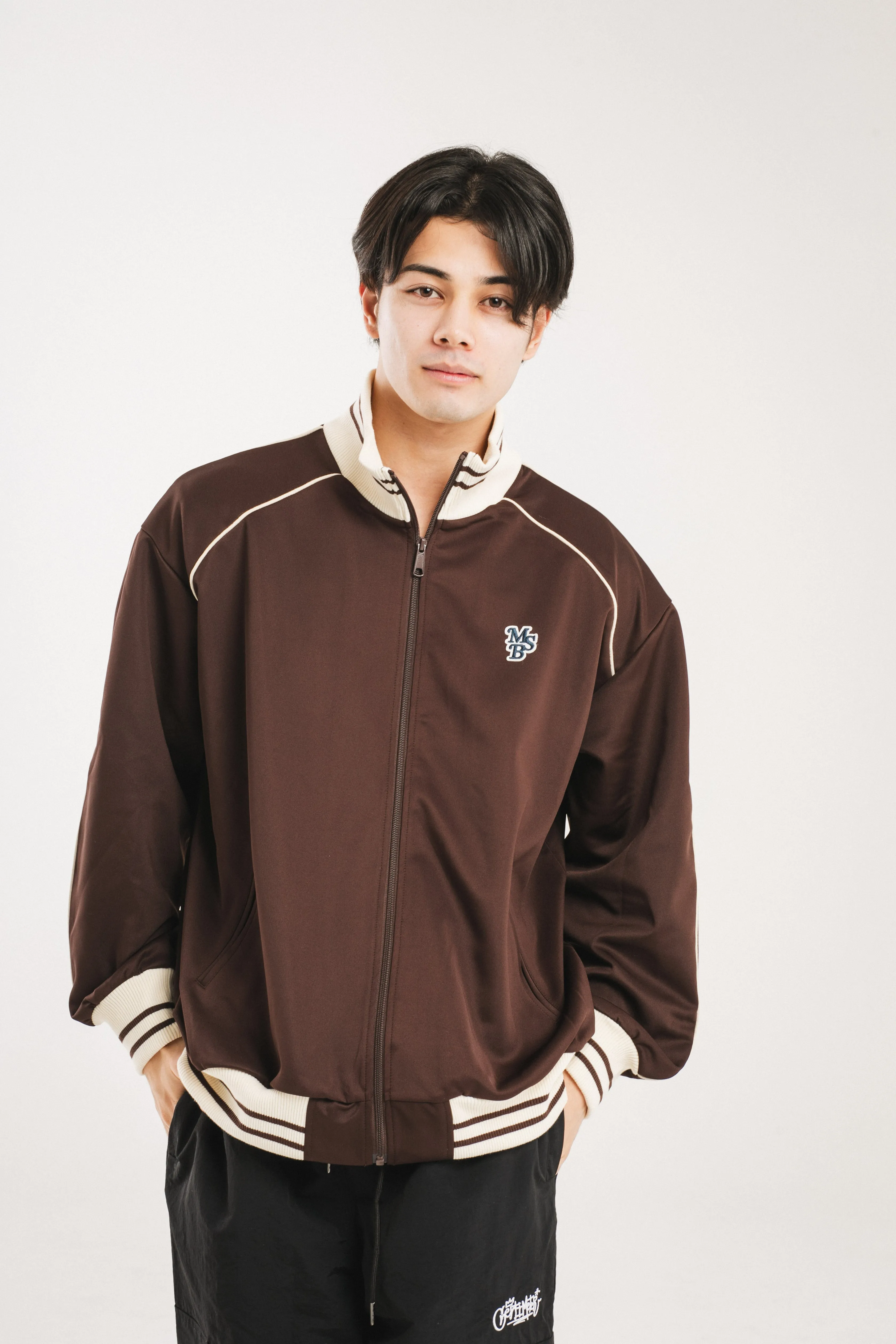 logo patch line track jacket