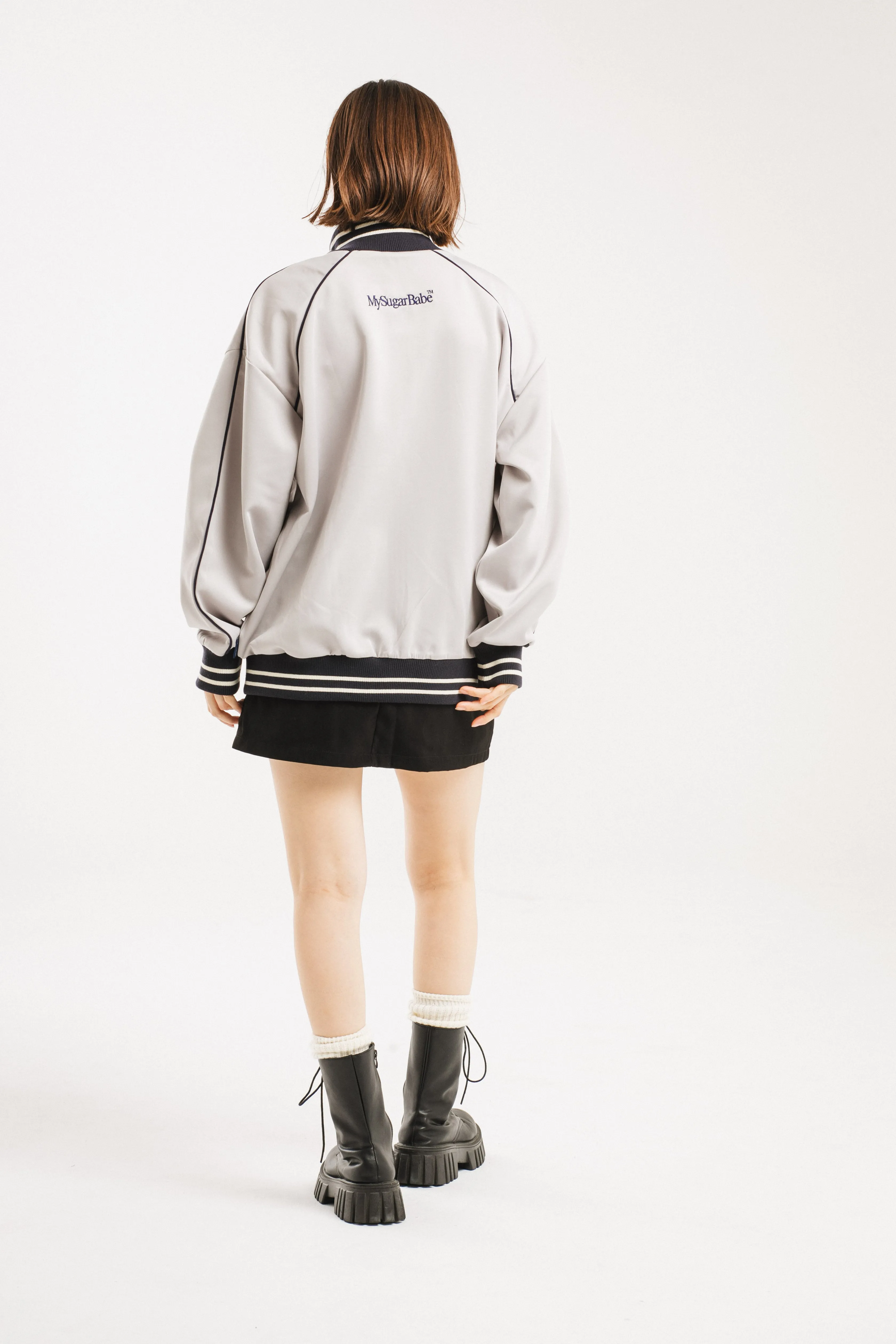 logo patch line track jacket