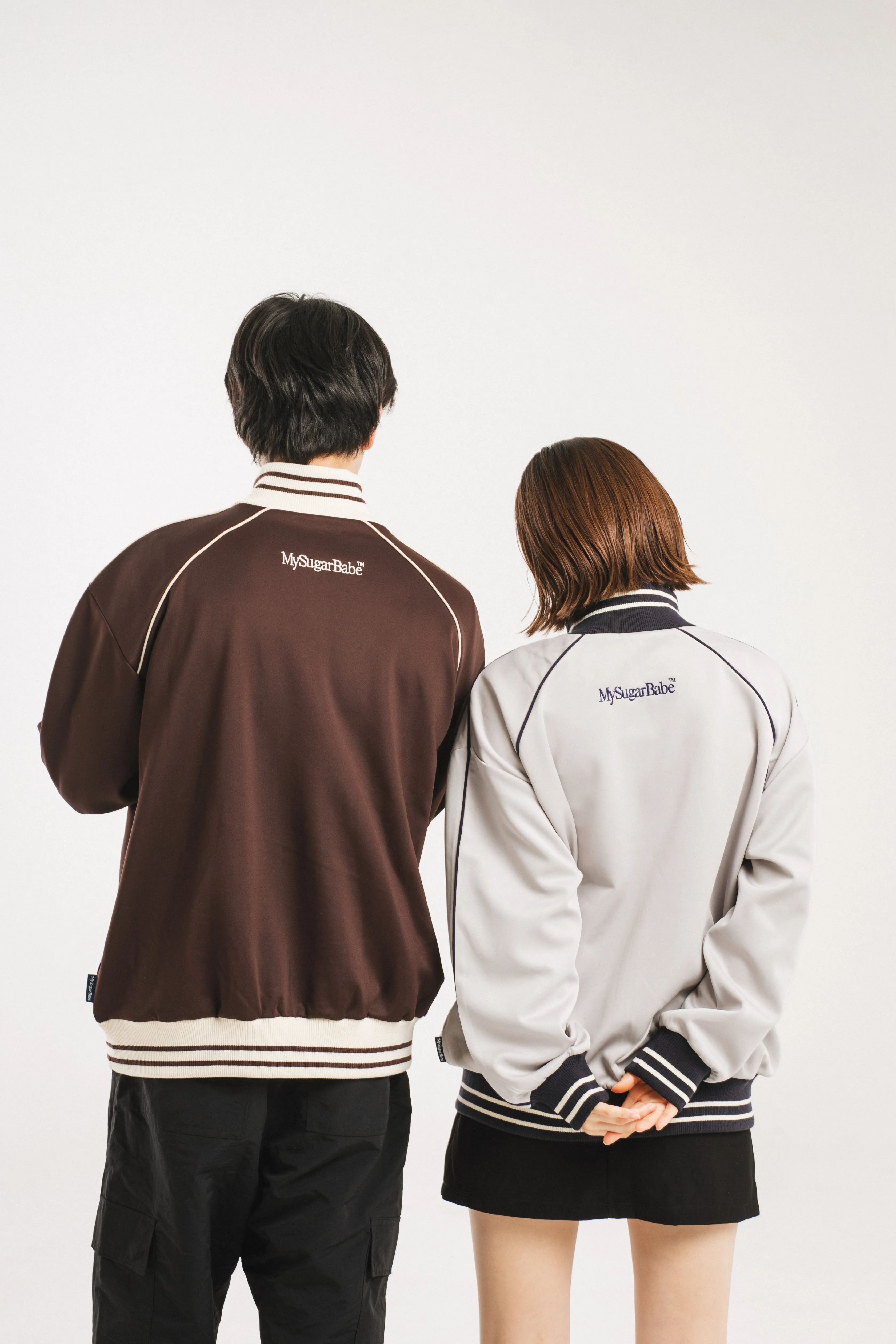 logo patch line track jacket