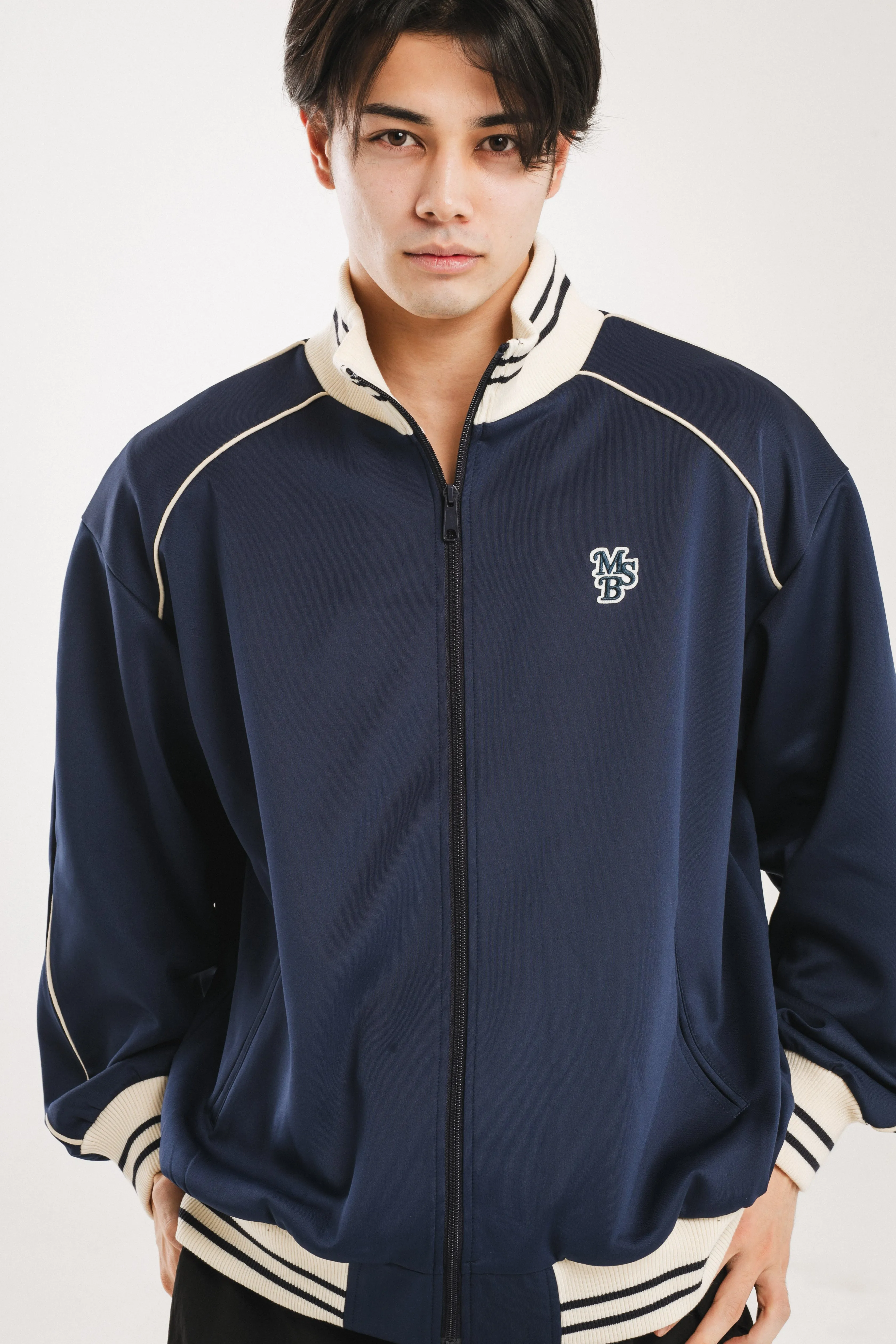 logo patch line track jacket