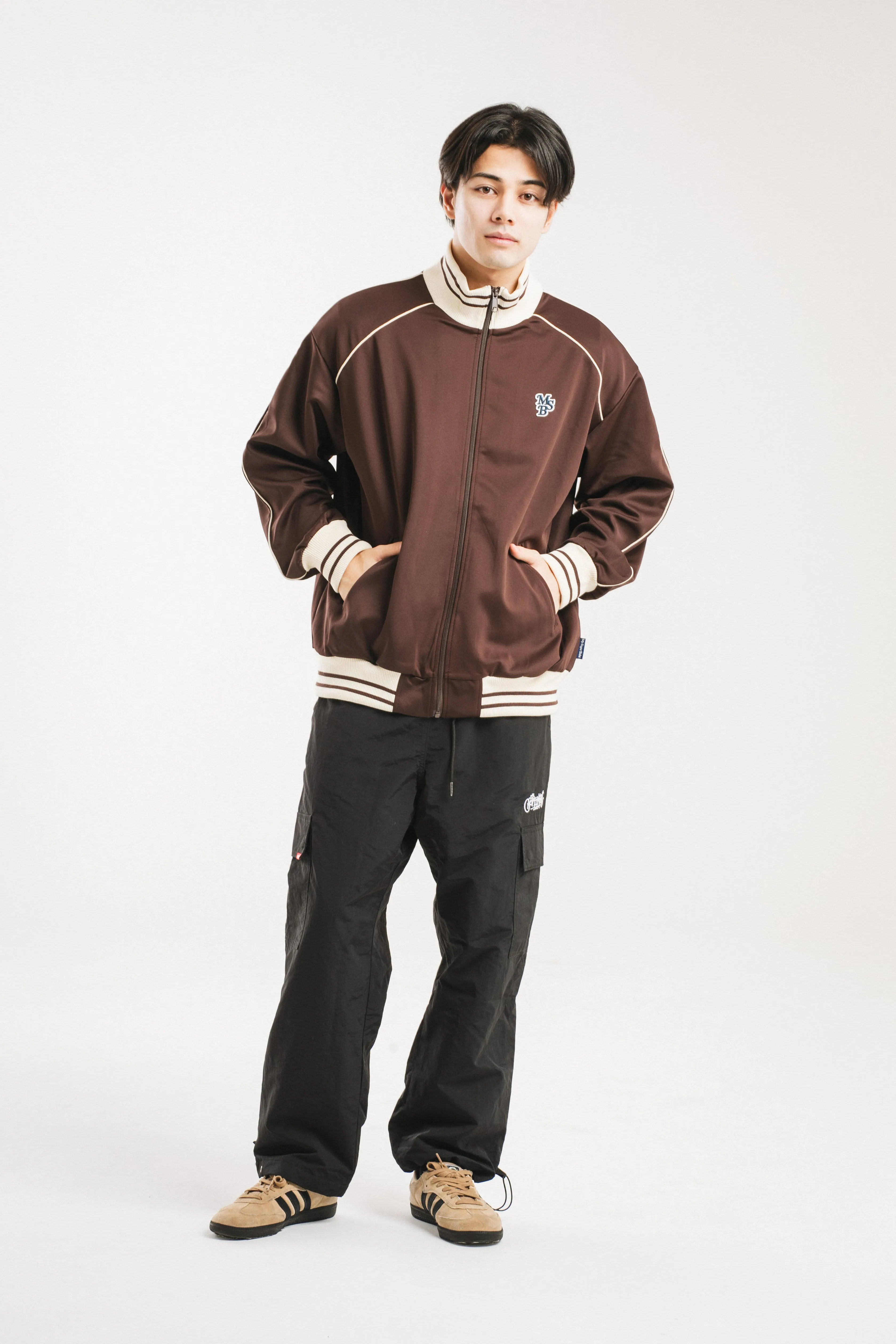 logo patch line track jacket