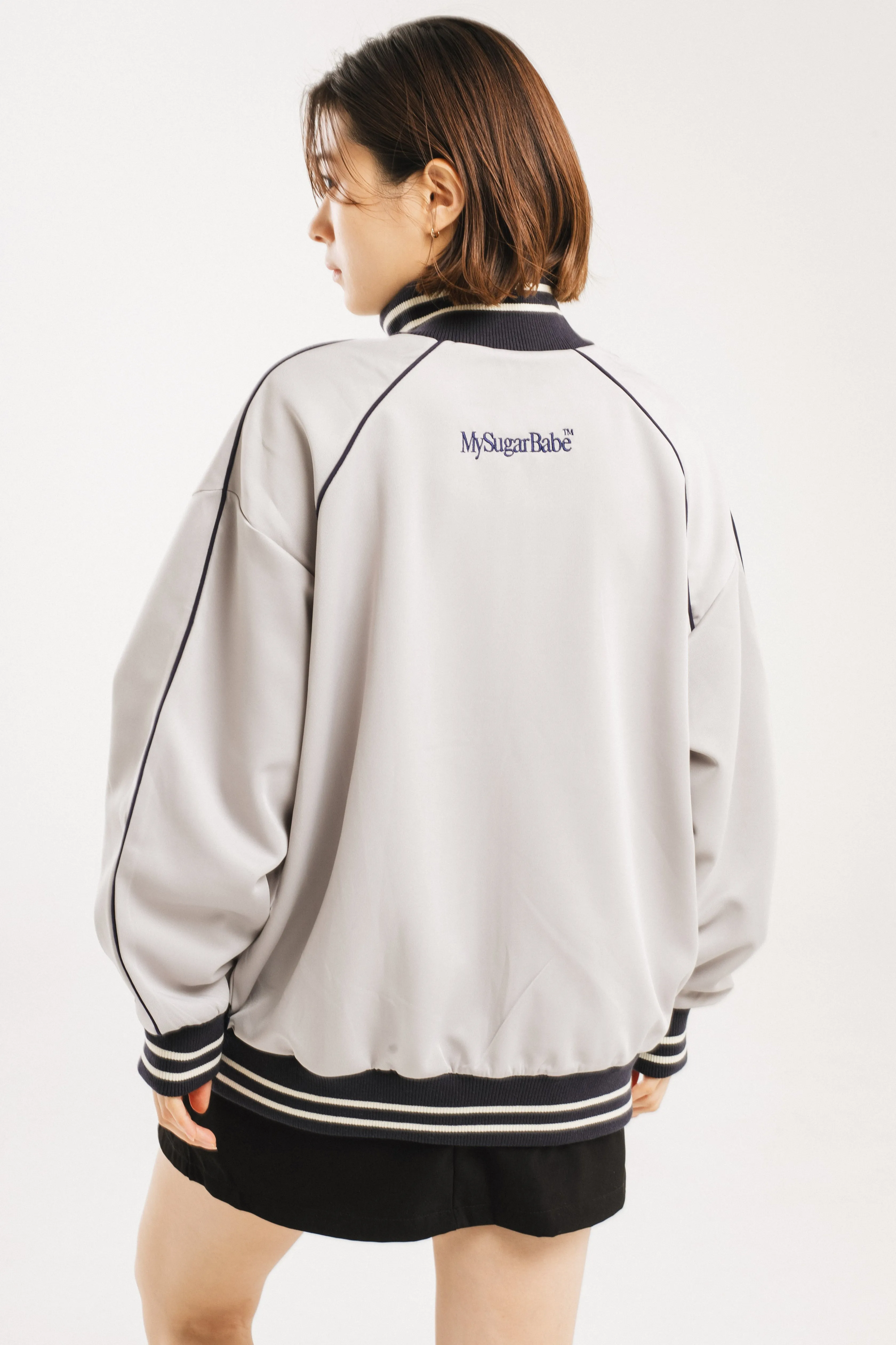 logo patch line track jacket