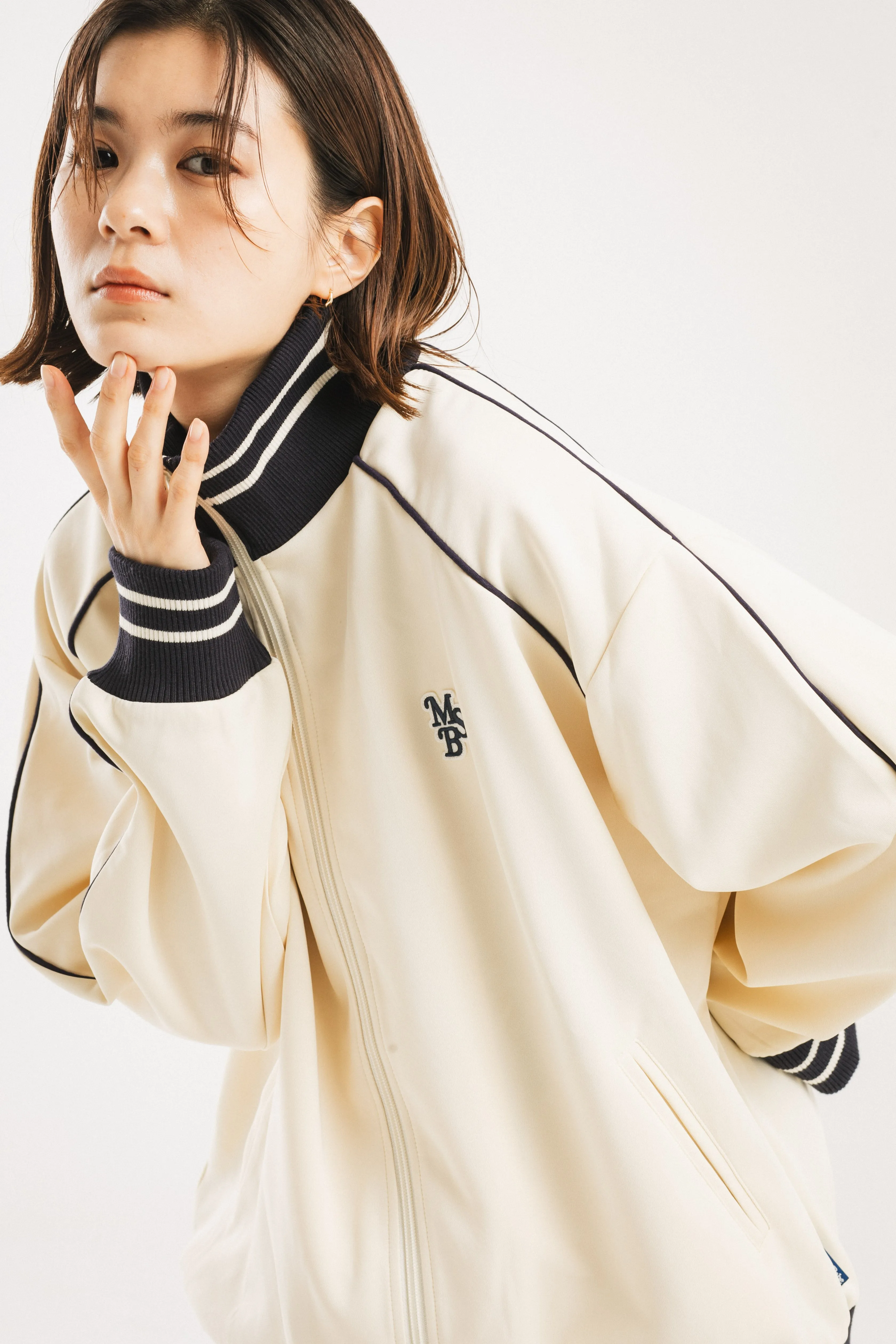 logo patch line track jacket